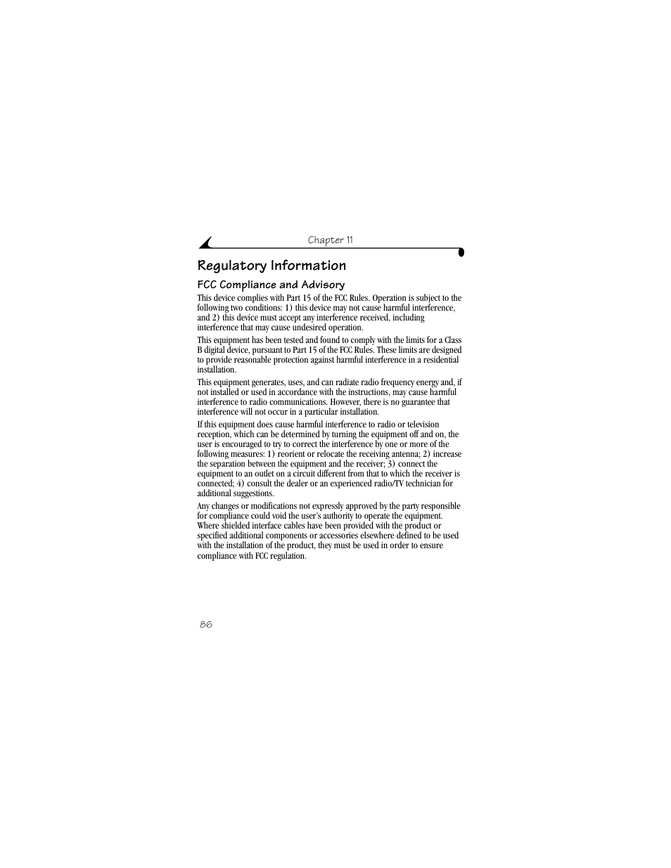 Regulatory information, Fcc compliance and advisory | Kodak CX4200 User Manual | Page 94 / 106
