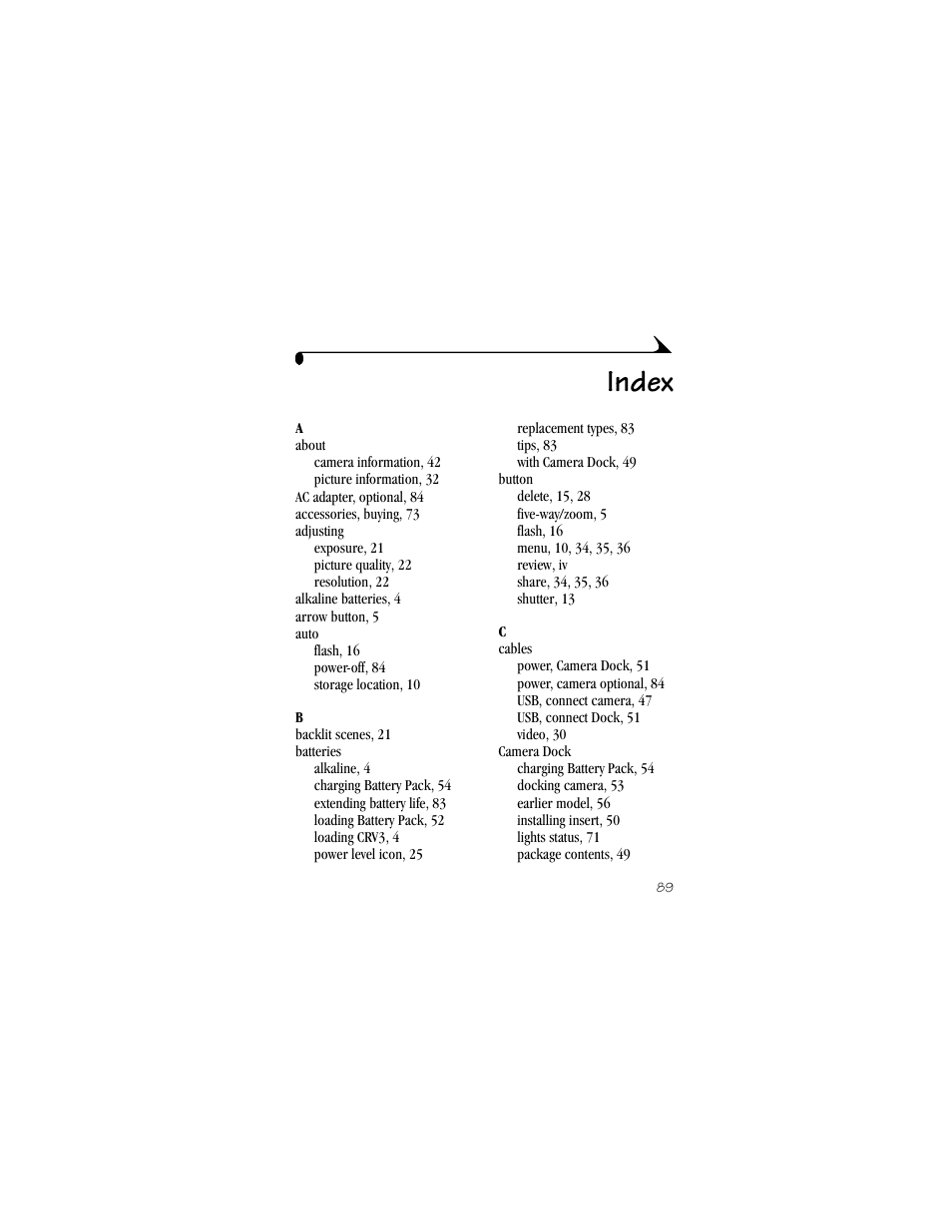 Index | Kodak CX4200 User Manual | Page 97 / 106