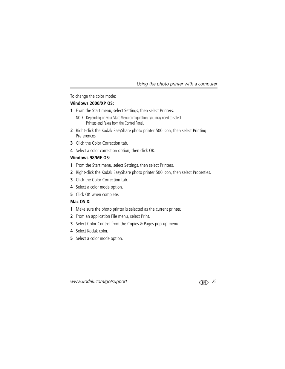 Kodak 500 User Manual | Page 31 / 71