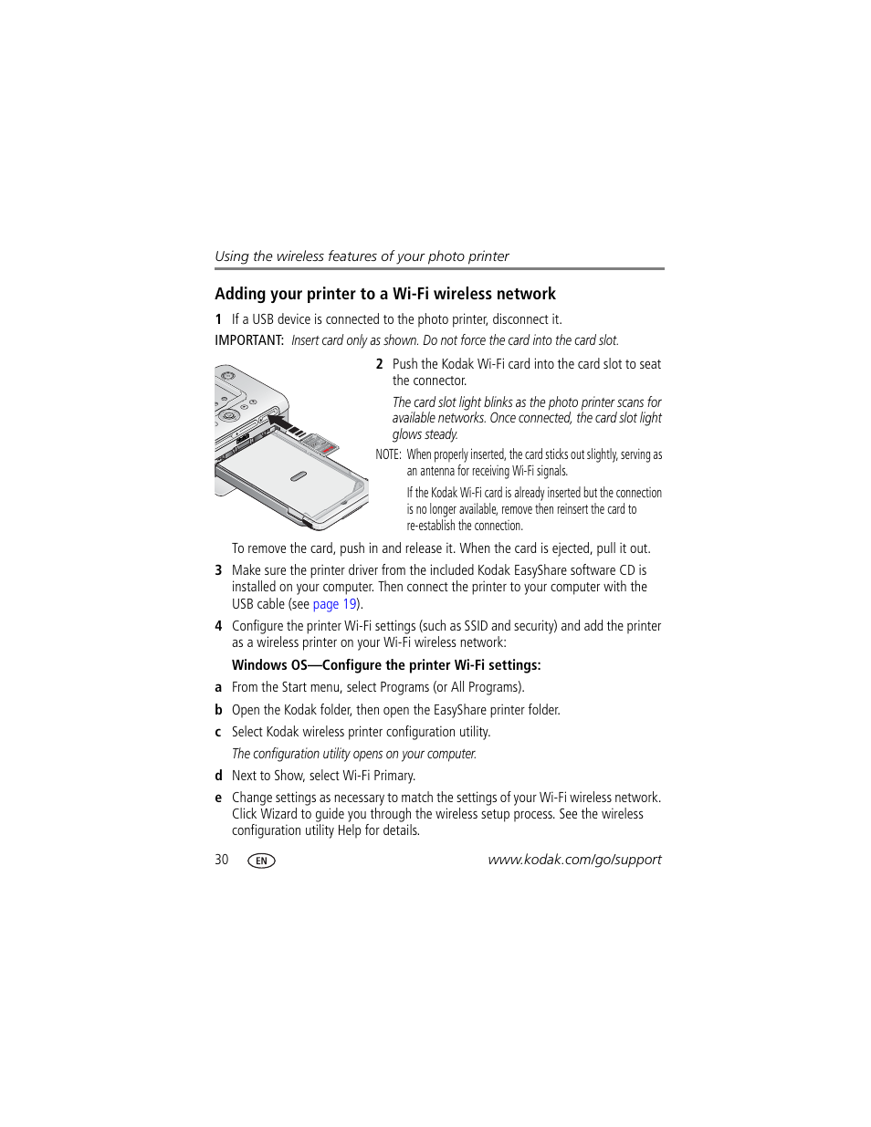 Adding your printer to a wi-fi wireless network | Kodak 500 User Manual | Page 36 / 71