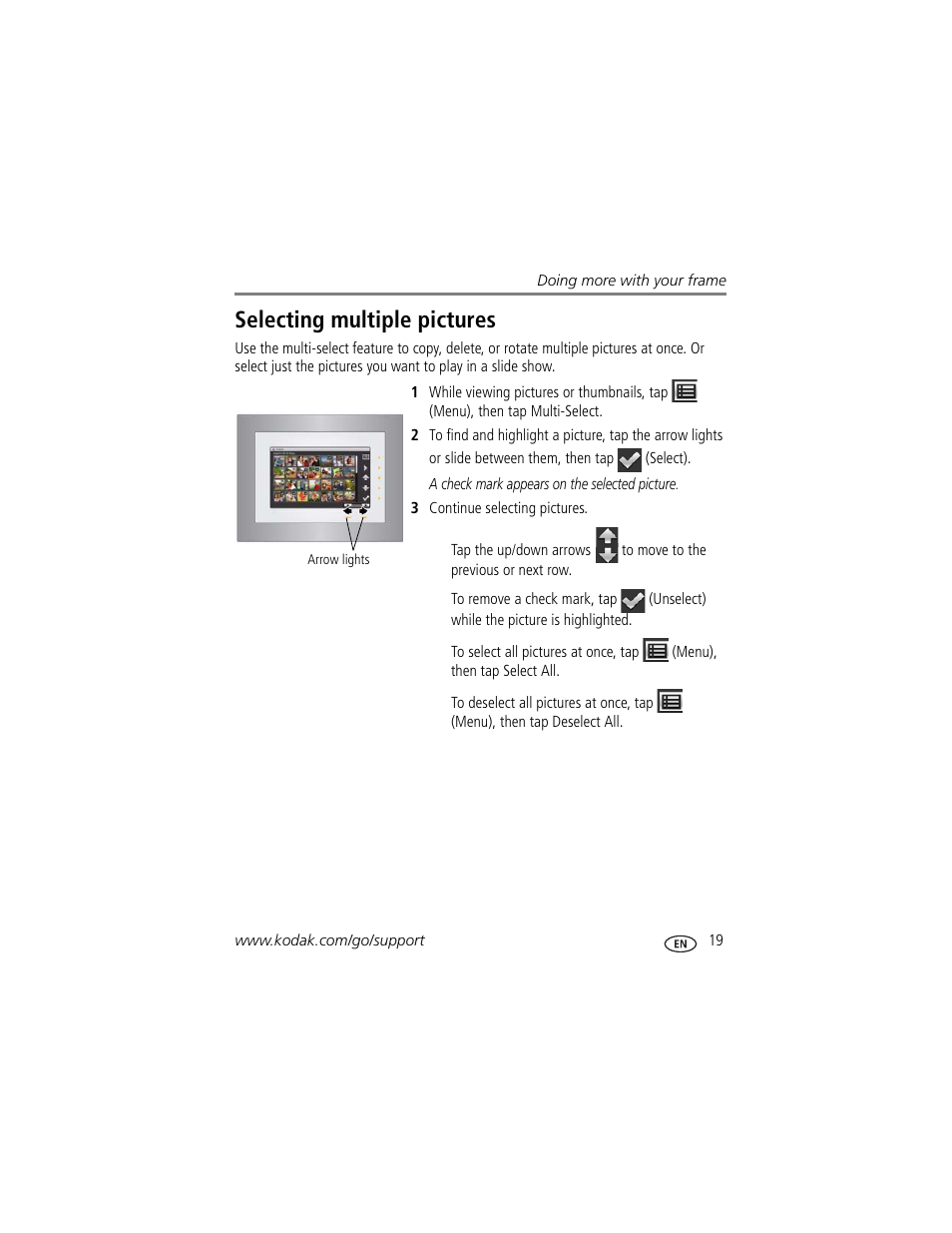 Selecting multiple pictures | Kodak P730 User Manual | Page 25 / 52
