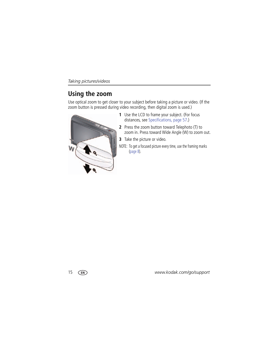 Using the zoom | Kodak TOUCH M577 User Manual | Page 24 / 82