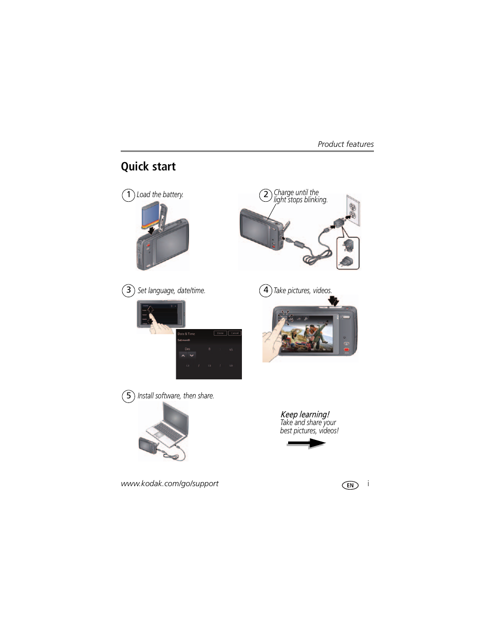 Quick start | Kodak TOUCH M577 User Manual | Page 3 / 82