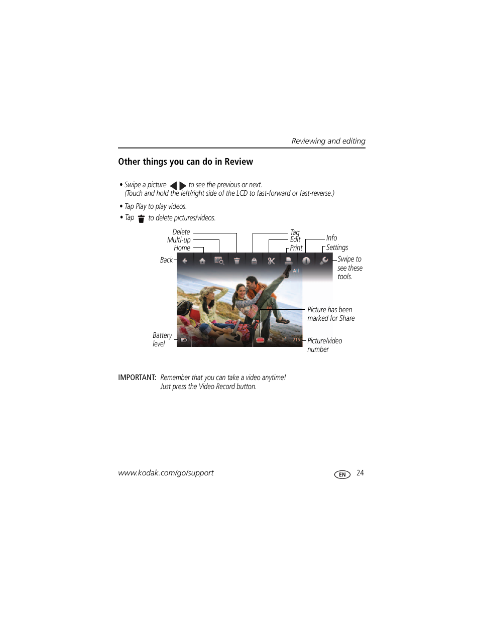 Other things you can do in review | Kodak TOUCH M577 User Manual | Page 33 / 82