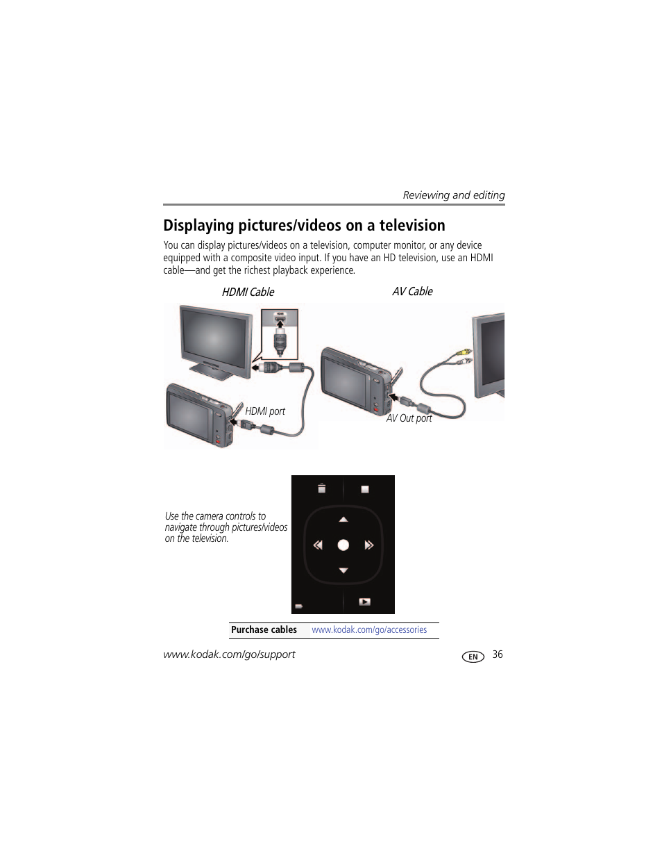 Displaying pictures/videos on a television | Kodak TOUCH M577 User Manual | Page 45 / 82