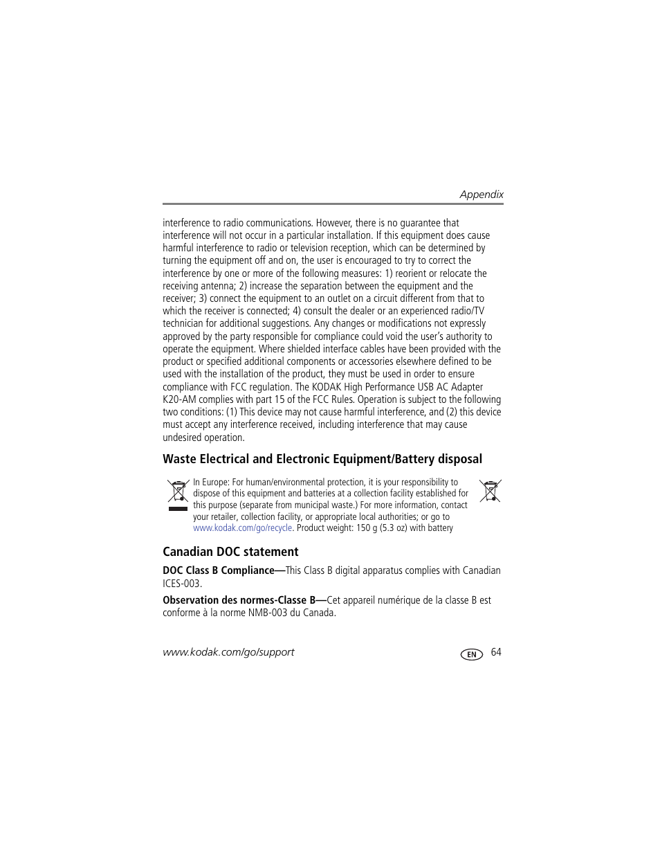 Canadian doc statement | Kodak TOUCH M577 User Manual | Page 73 / 82