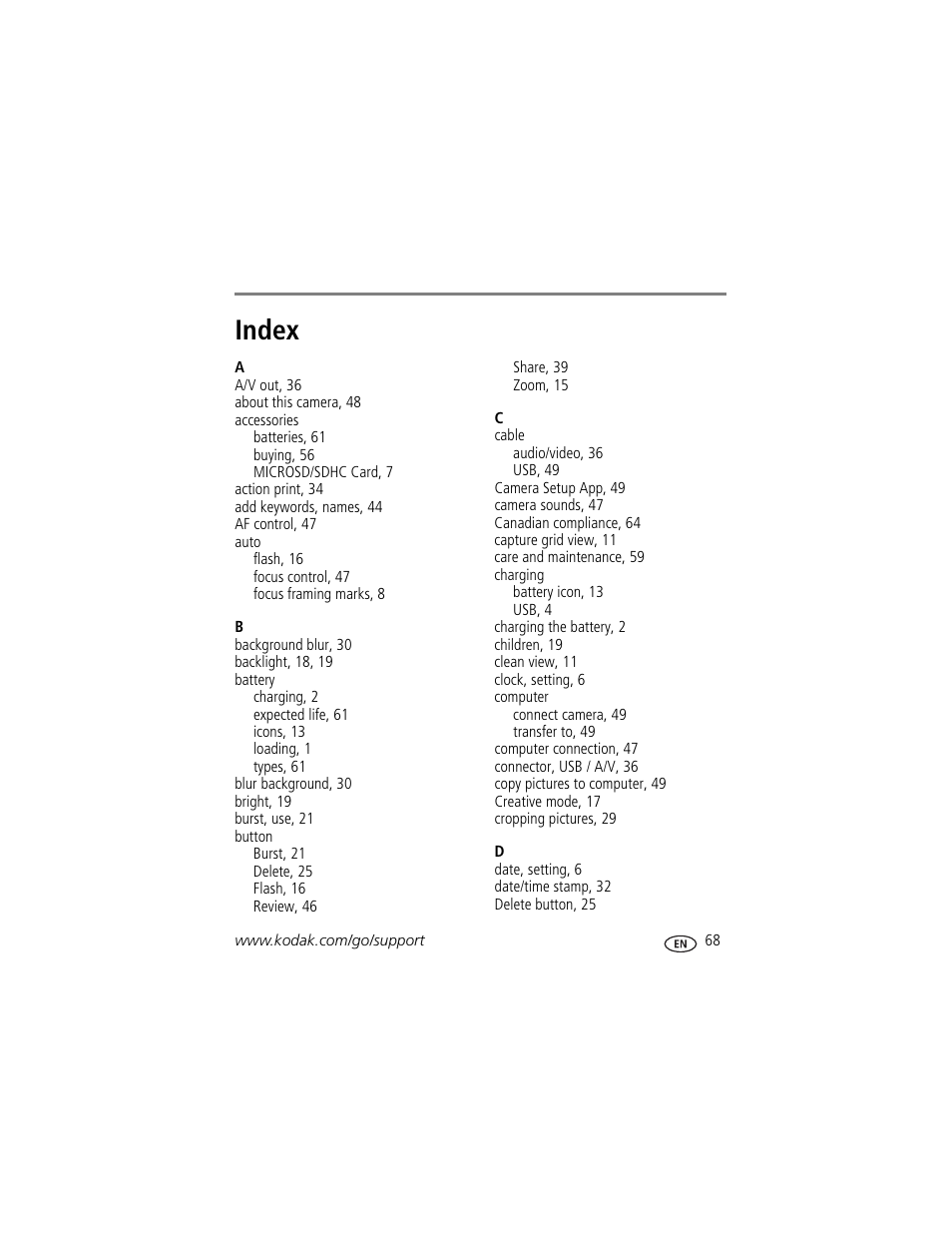 Index | Kodak TOUCH M577 User Manual | Page 77 / 82