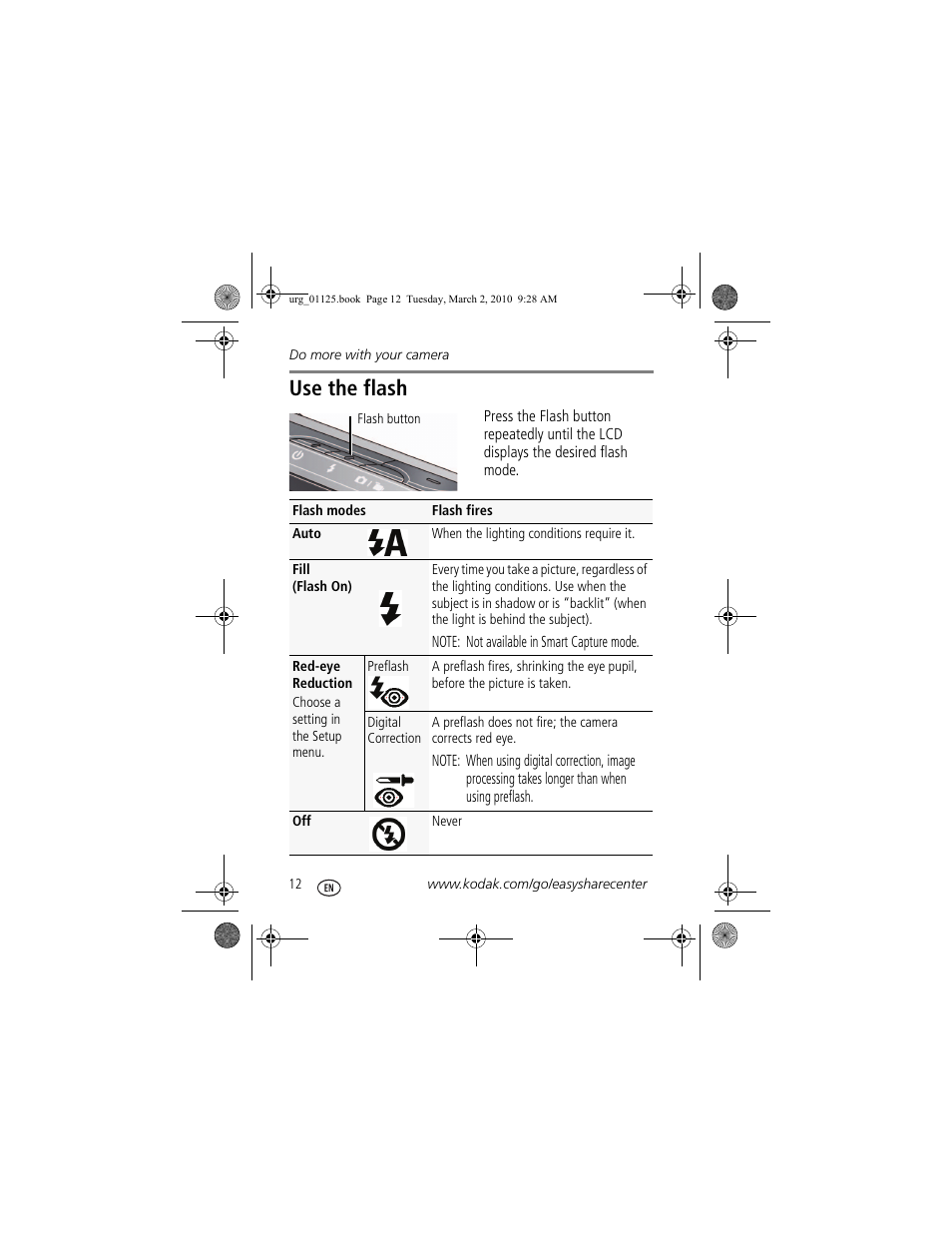 Use the flash | Kodak M580 User Manual | Page 12 / 28