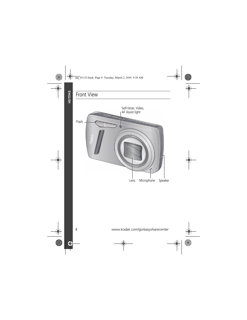 Front view | Kodak M580 User Manual | Page 8 / 28