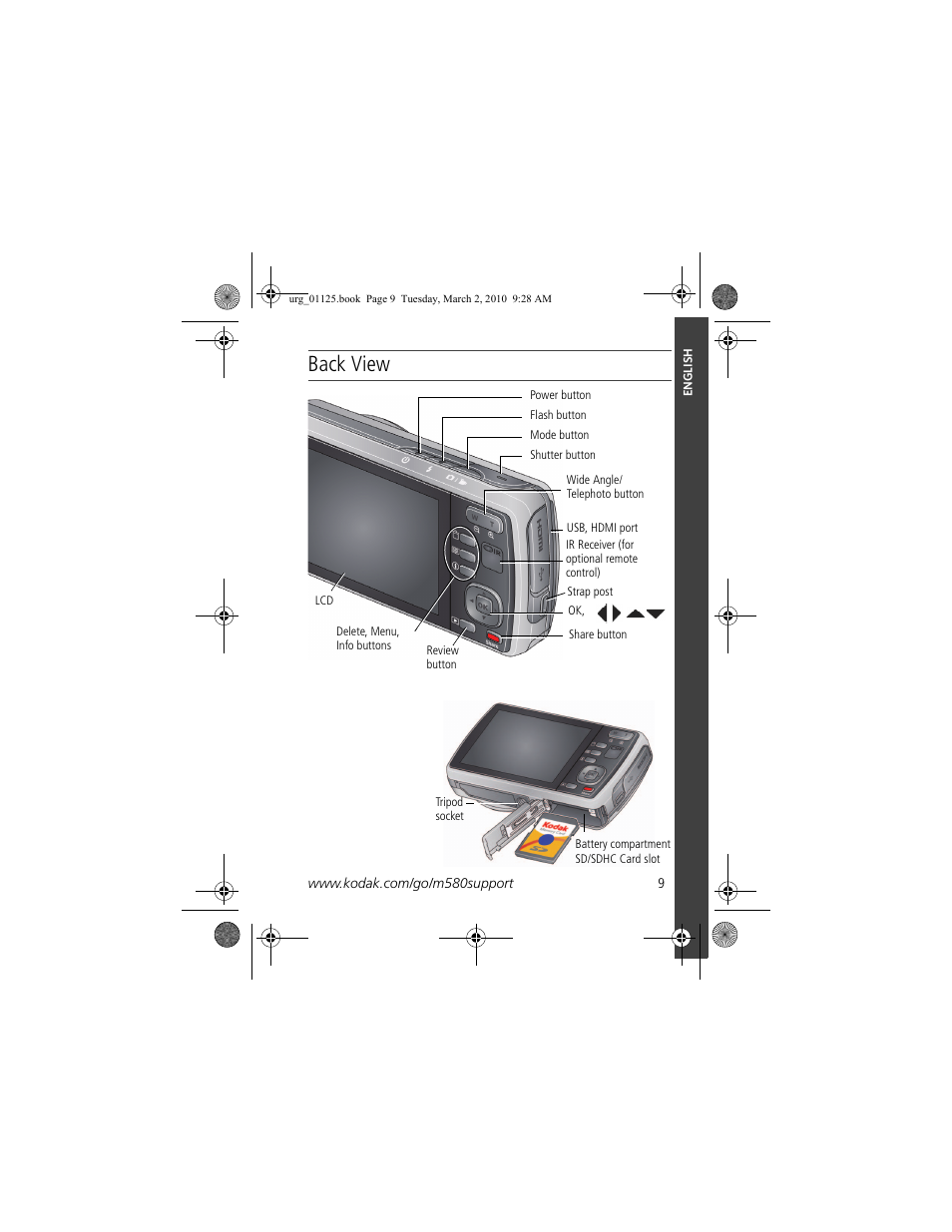 Back view | Kodak M580 User Manual | Page 9 / 28