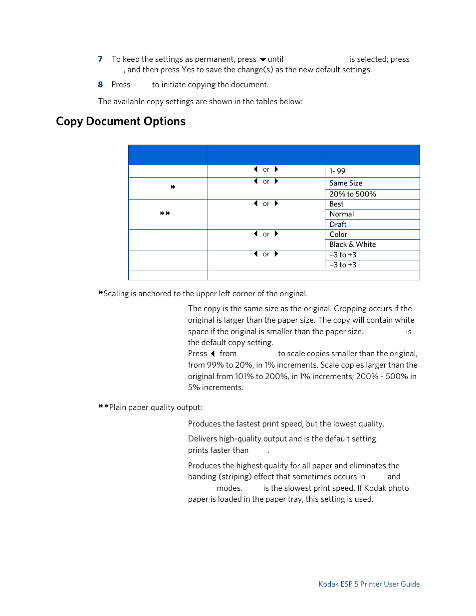 Copy document options | Kodak ESP 5 User Manual | Page 32 / 79