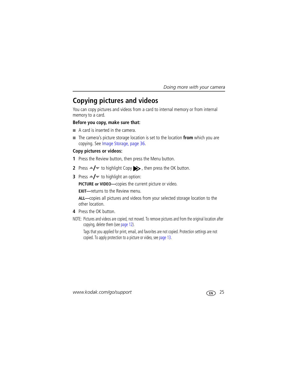 Copying pictures and videos | Kodak Z700 User Manual | Page 31 / 78