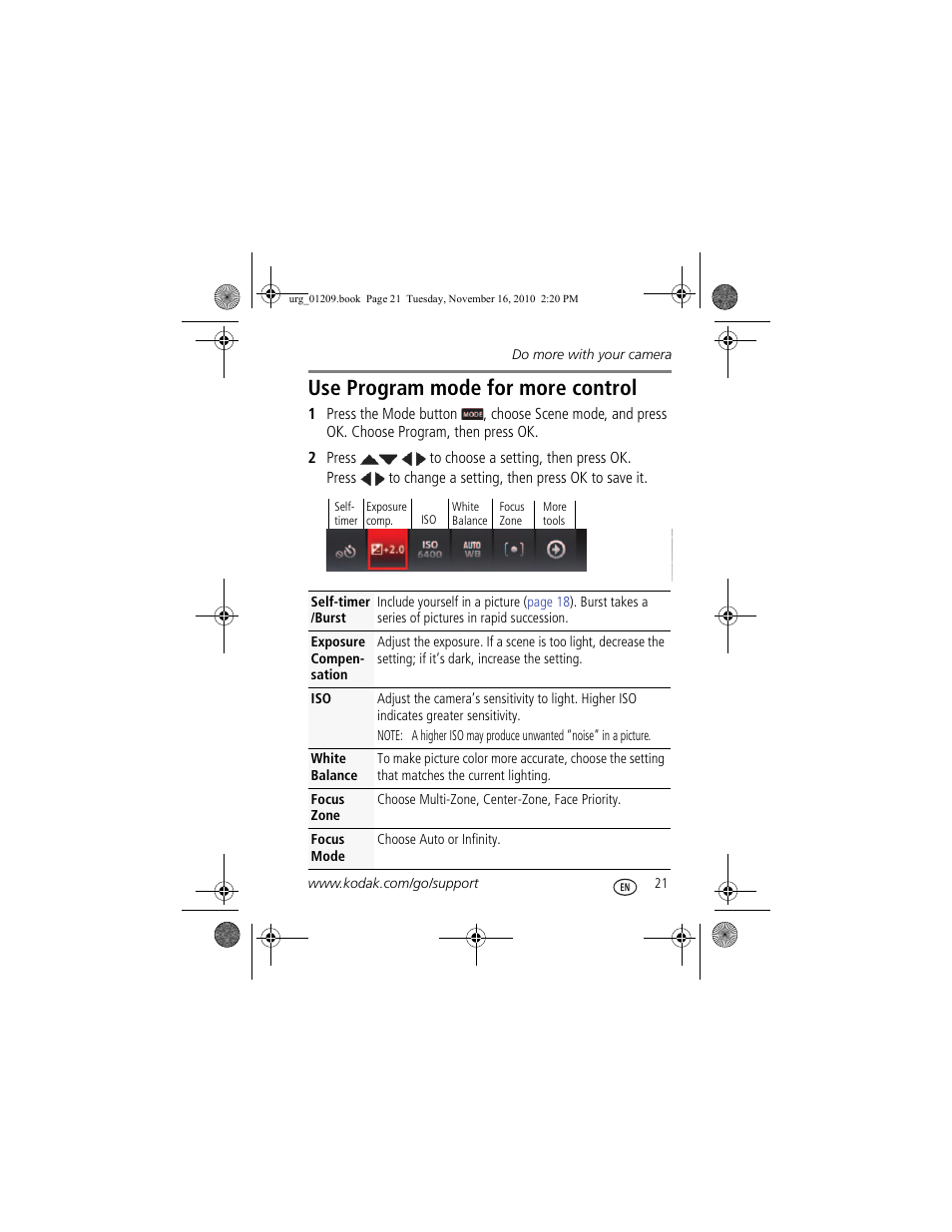 Use program mode for more control | Kodak M552 User Manual | Page 21 / 26