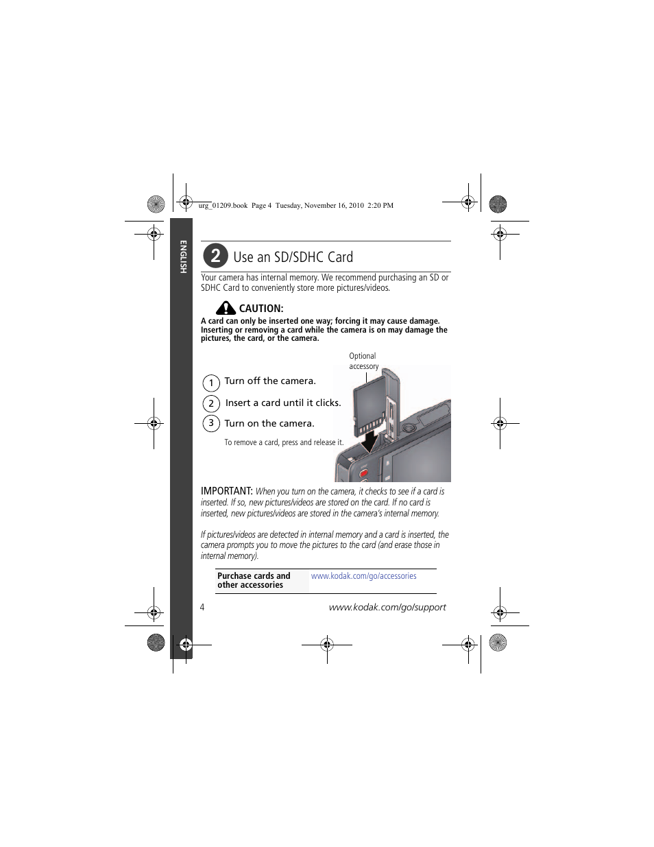 Use an sd/sdhc card | Kodak M552 User Manual | Page 4 / 26