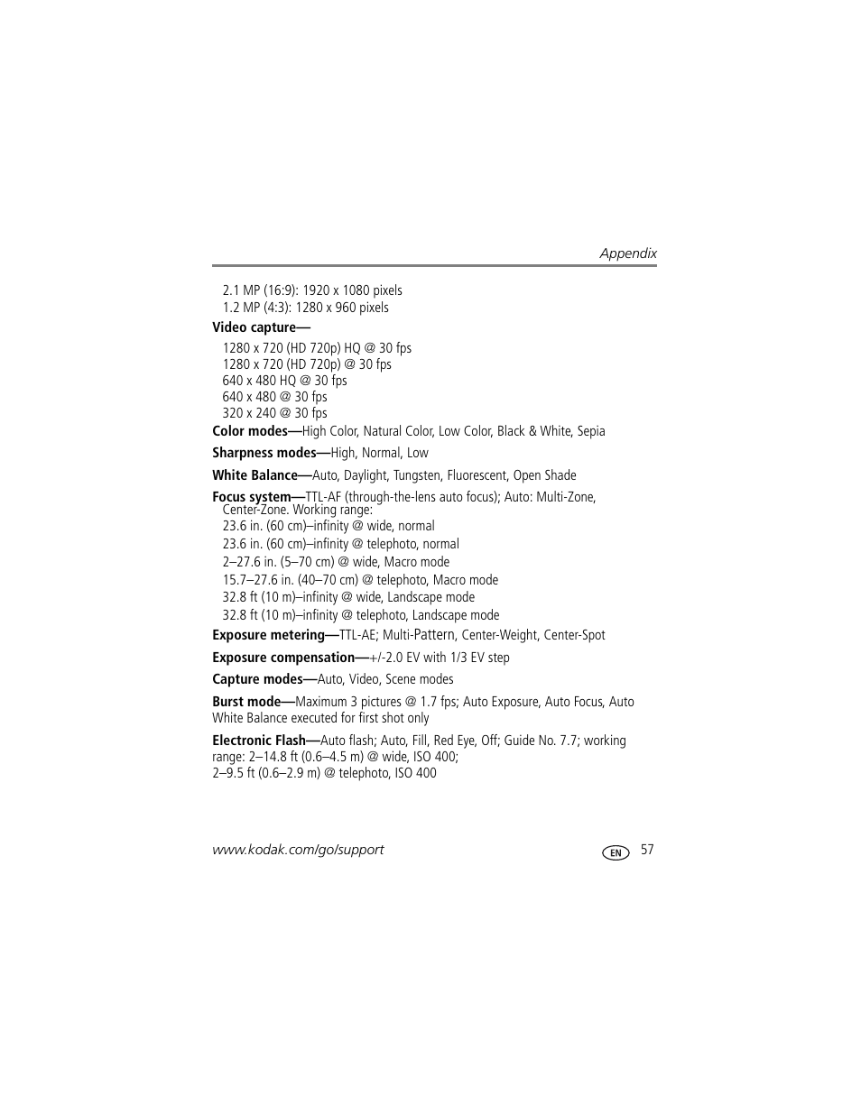 Istances | Kodak V1233 User Manual | Page 63 / 77