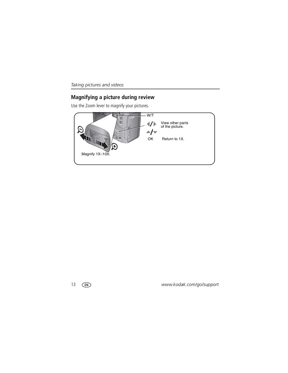 Magnifying a picture during review | Kodak P850 User Manual | Page 20 / 106