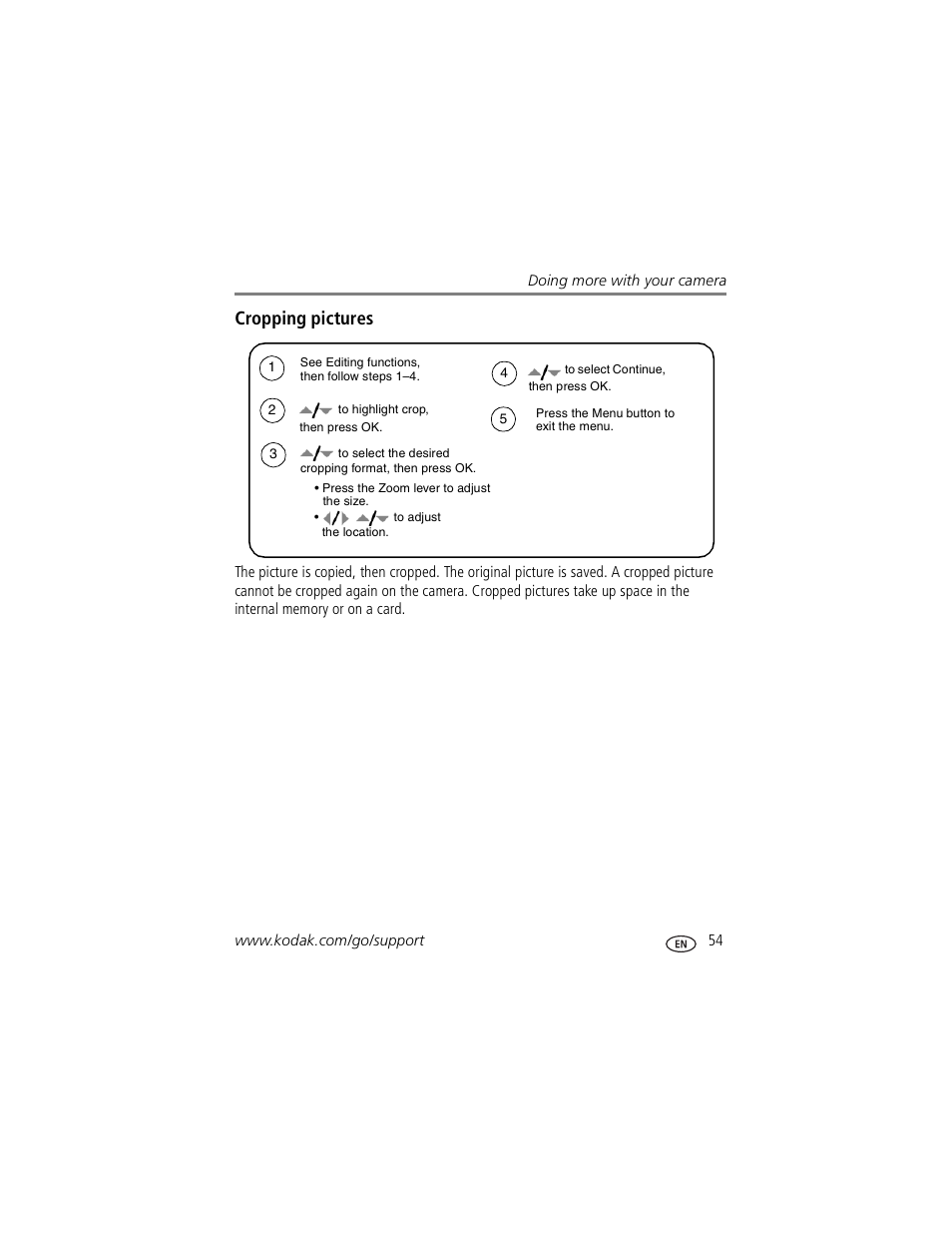 Cropping pictures | Kodak P850 User Manual | Page 61 / 106