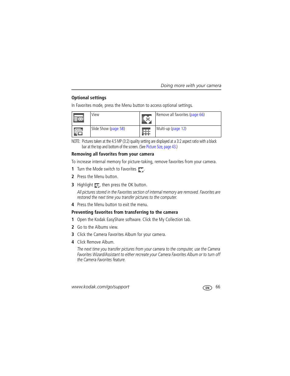 Removing all favorites from your camera | Kodak P850 User Manual | Page 73 / 106