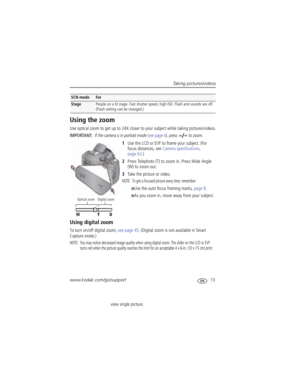 Using the zoom, Using digital zoom | Kodak Z980 User Manual | Page 19 / 85
