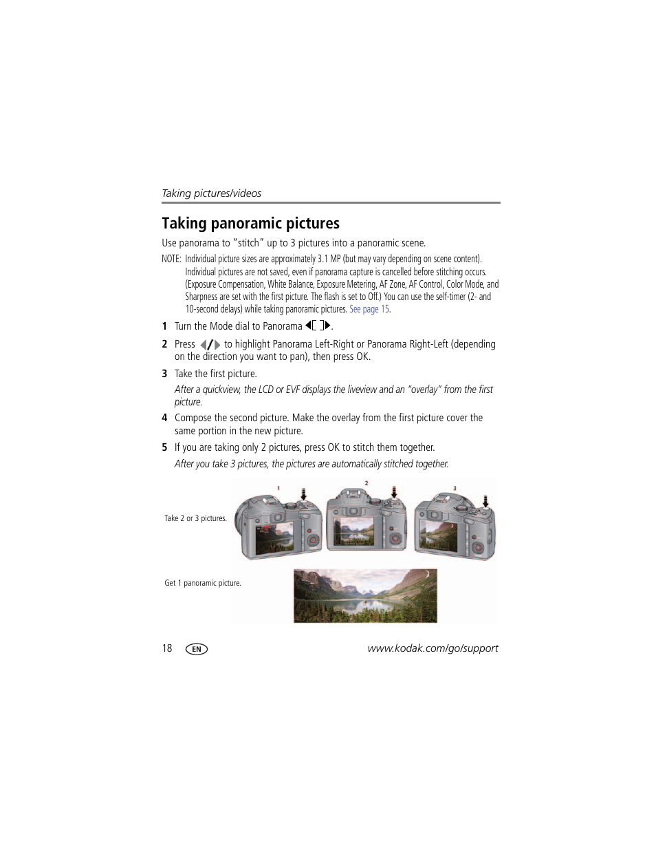 Taking panoramic pictures | Kodak Z980 User Manual | Page 24 / 85
