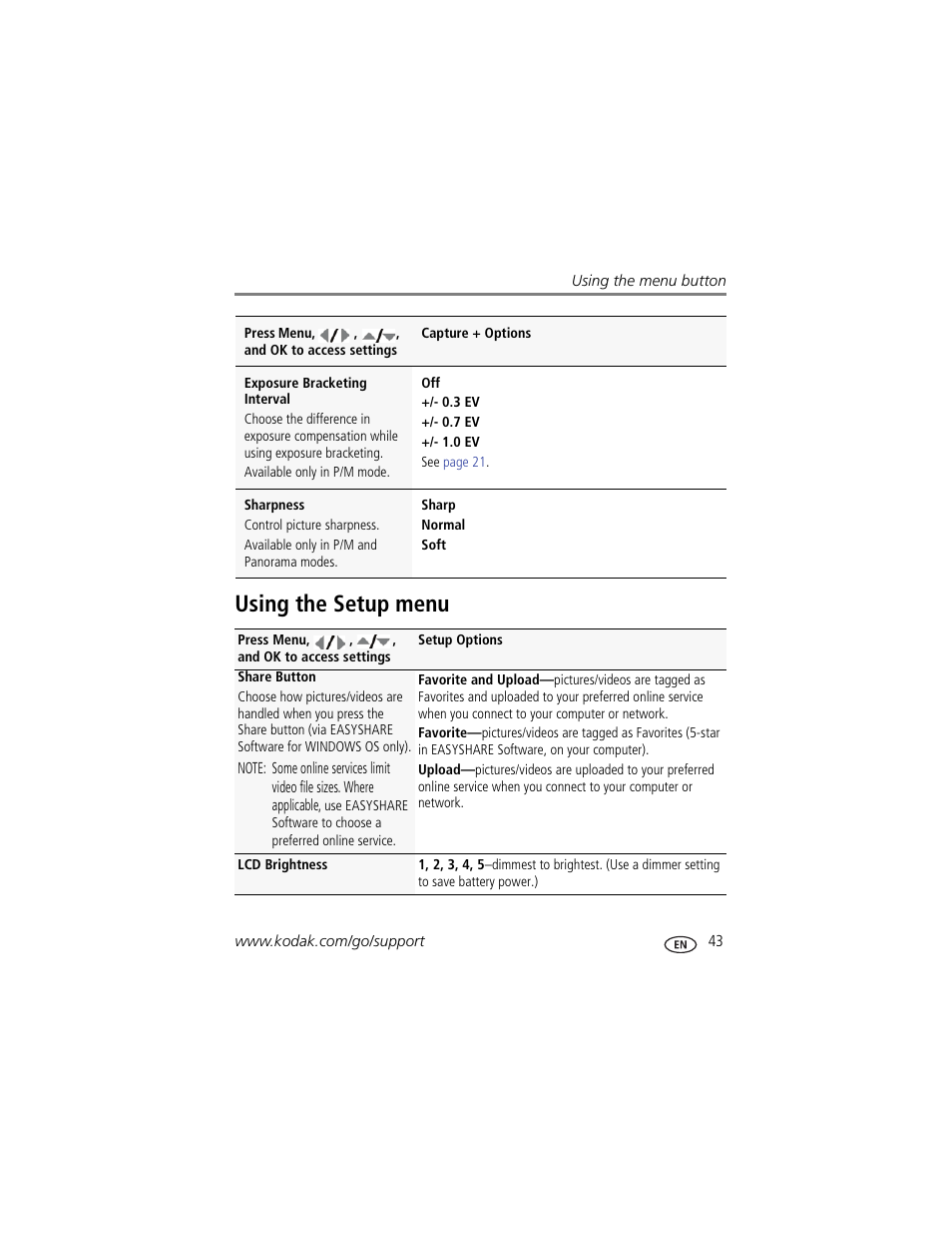 Using the setup menu | Kodak Z980 User Manual | Page 49 / 85