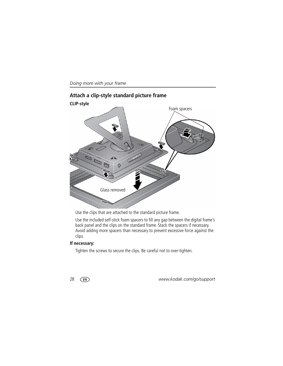 Attach a clip-style standard picture frame | Kodak D1030 User Manual | Page 34 / 57