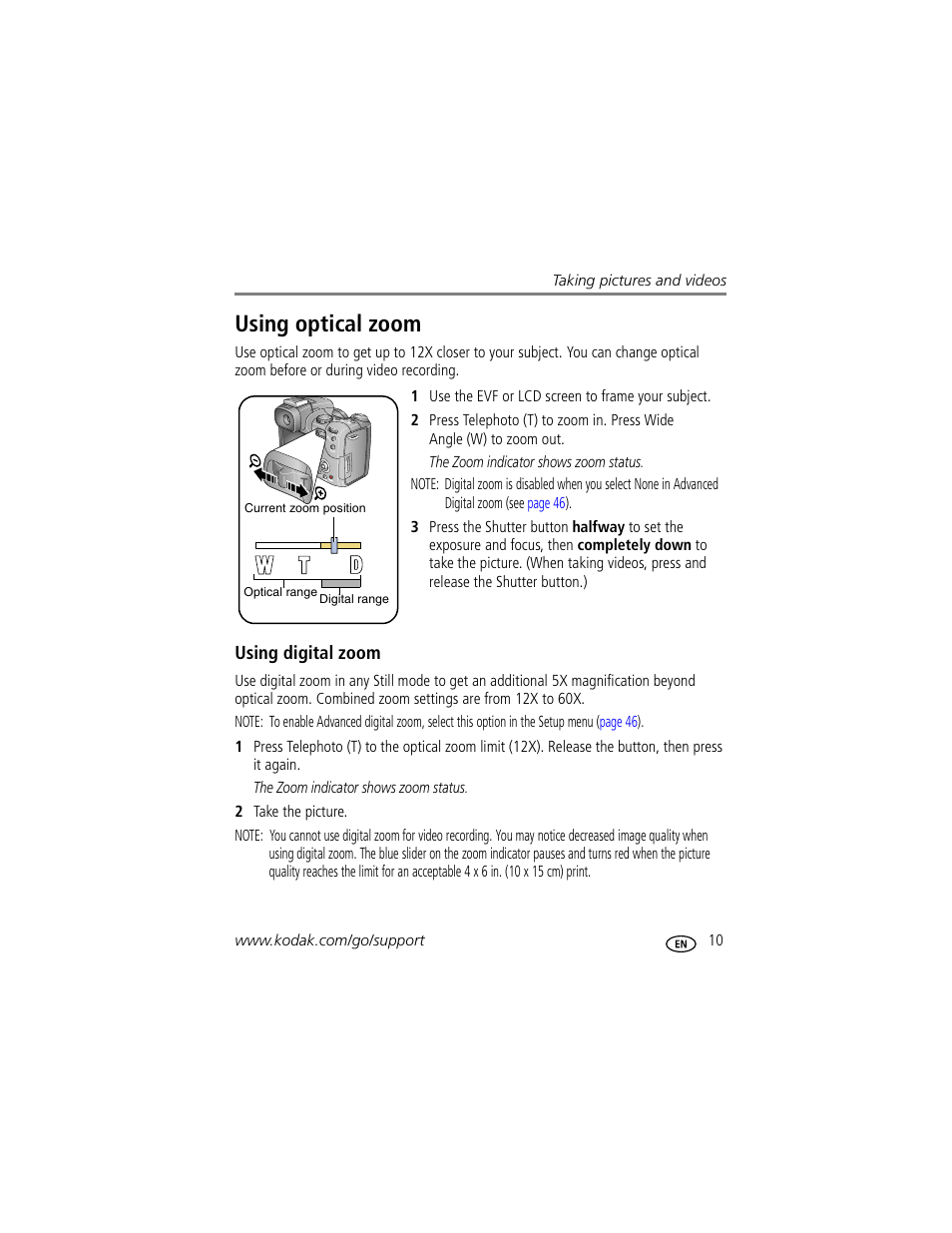 Using optical zoom, Using digital zoom | Kodak P712 User Manual | Page 17 / 110