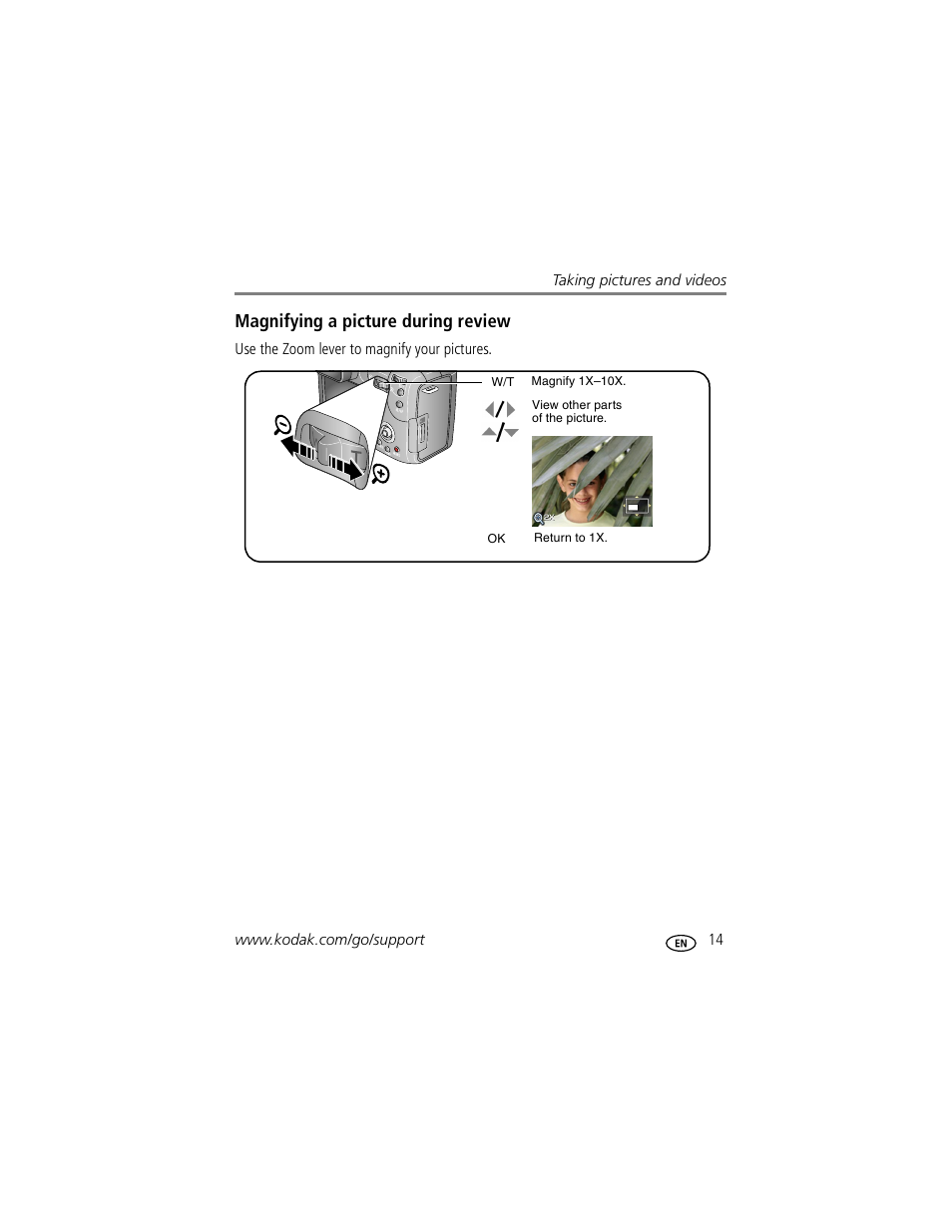 Magnifying a picture during review | Kodak P712 User Manual | Page 21 / 110