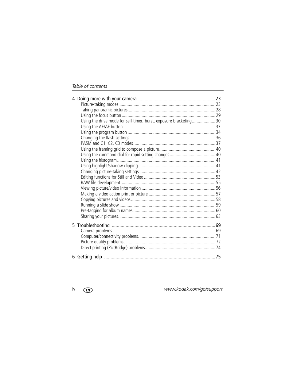 Kodak P712 User Manual | Page 6 / 110