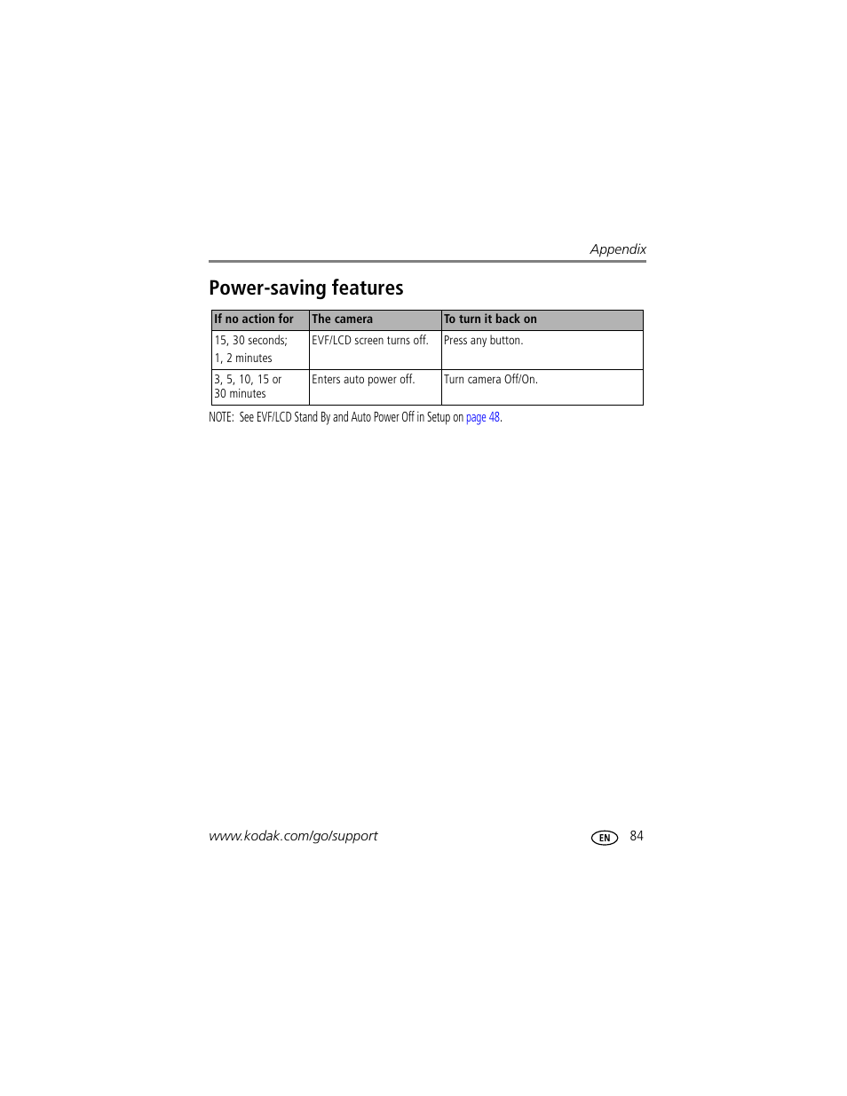 Power-saving features | Kodak P712 User Manual | Page 91 / 110