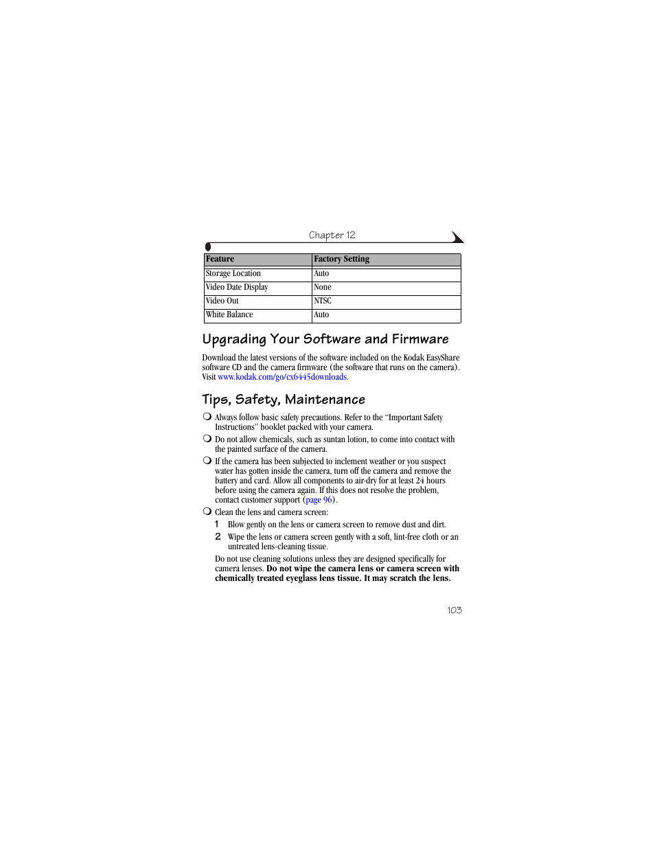 Upgrading your software and firmware, Tips, safety, maintenance | Kodak CX6445 User Manual | Page 115 / 130