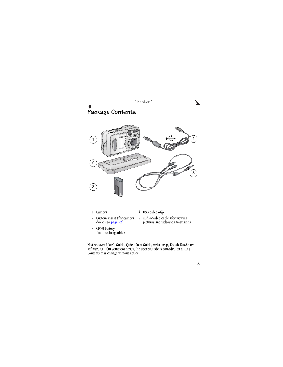 Package contents | Kodak CX6445 User Manual | Page 15 / 130