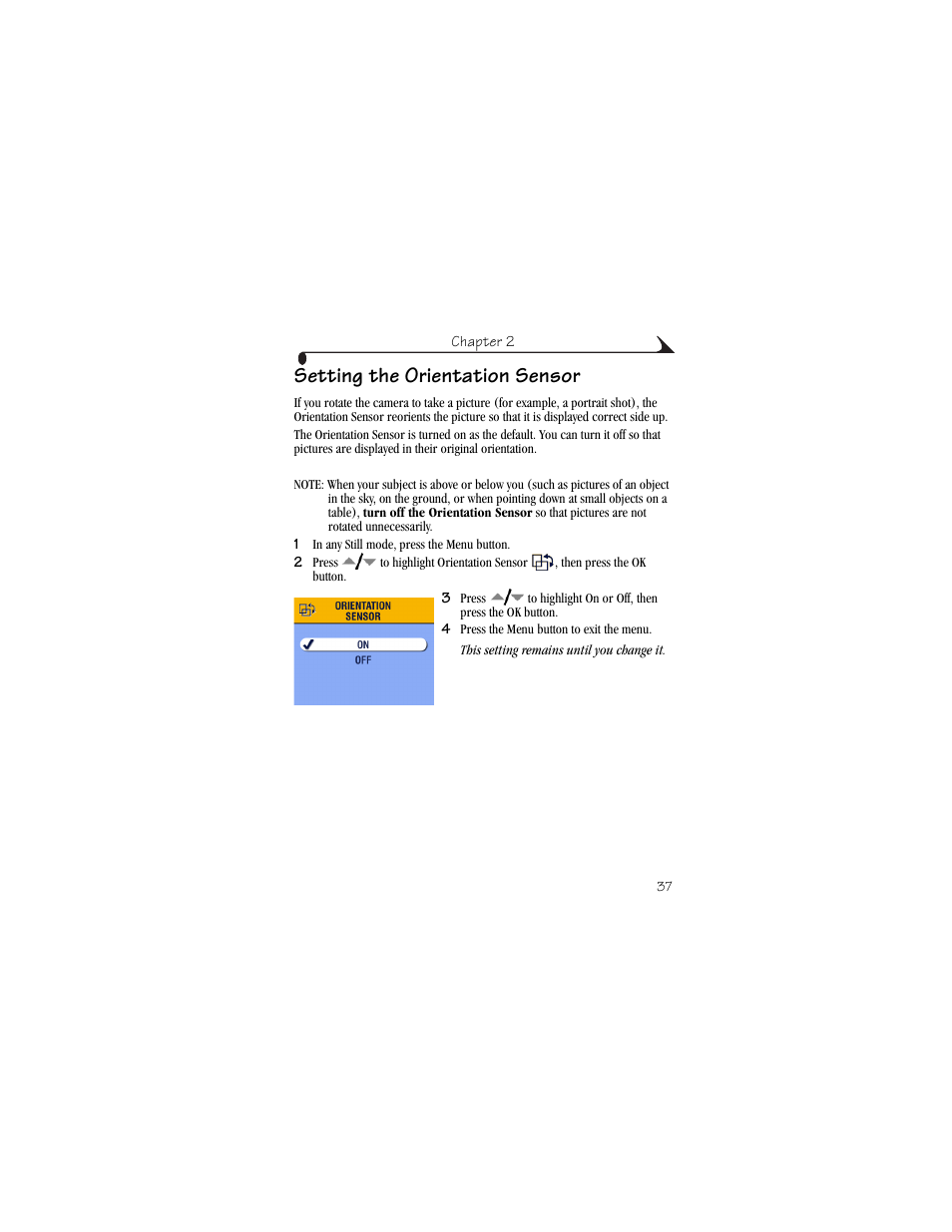 Setting the orientation sensor | Kodak CX6445 User Manual | Page 49 / 130