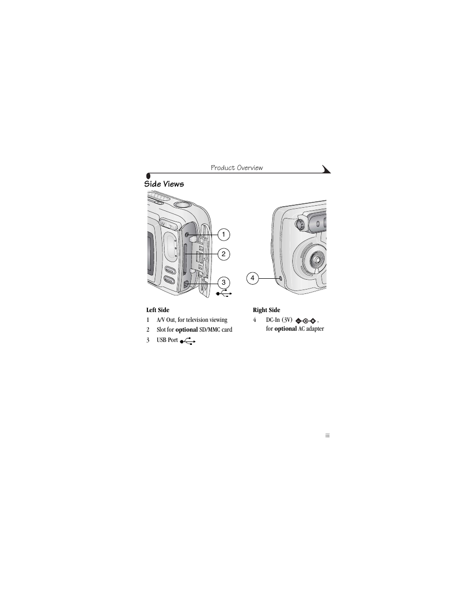 Side views | Kodak CX6445 User Manual | Page 5 / 130