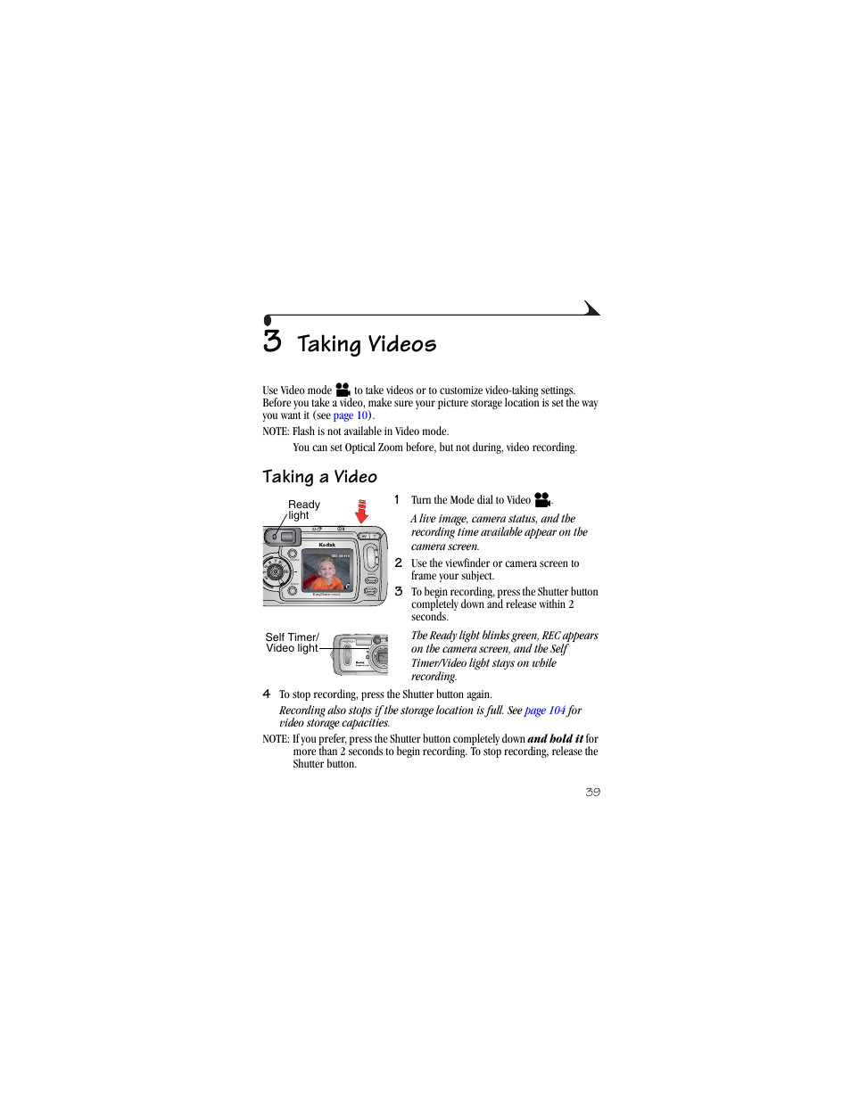 3 taking videos, Taking a video, Taking videos | Kodak CX6445 User Manual | Page 51 / 130