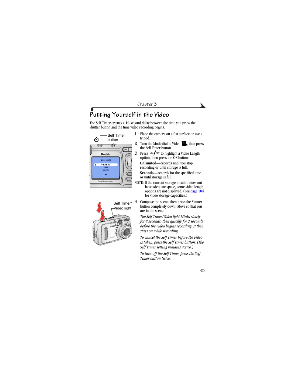 Putting yourself in the video | Kodak CX6445 User Manual | Page 55 / 130