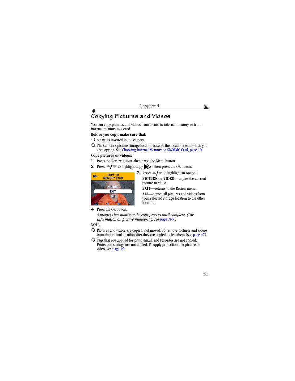 Copying pictures and videos | Kodak CX6445 User Manual | Page 65 / 130