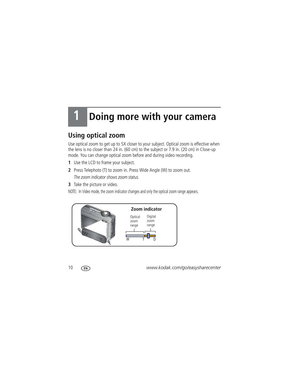 Doing more with your camera, Using optical zoom | Kodak Z885 User Manual | Page 10 / 27