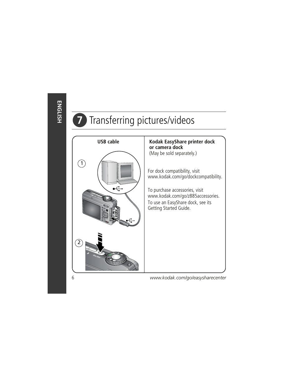 Transferring pictures/videos | Kodak Z885 User Manual | Page 6 / 27