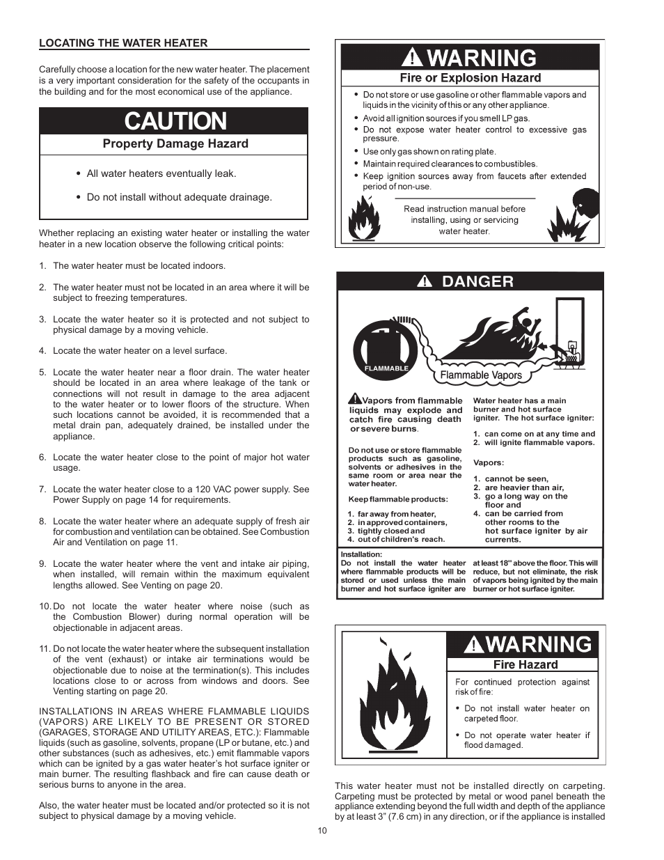 Caution | A.O. Smith Vertex 100 Power Vent DV Series 120 User Manual | Page 10 / 60