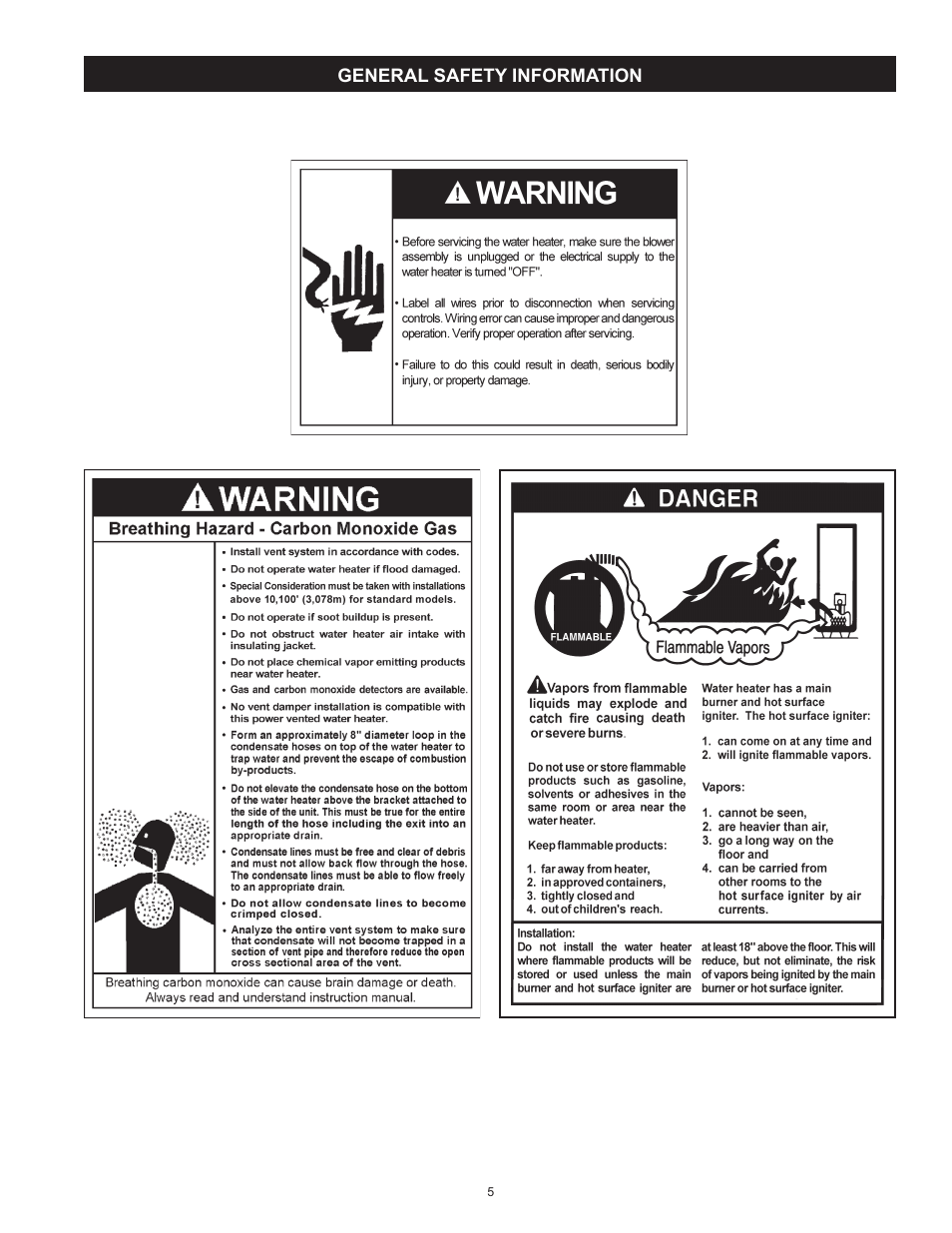 A.O. Smith Vertex 100 Power Vent DV Series 120 User Manual | Page 5 / 60