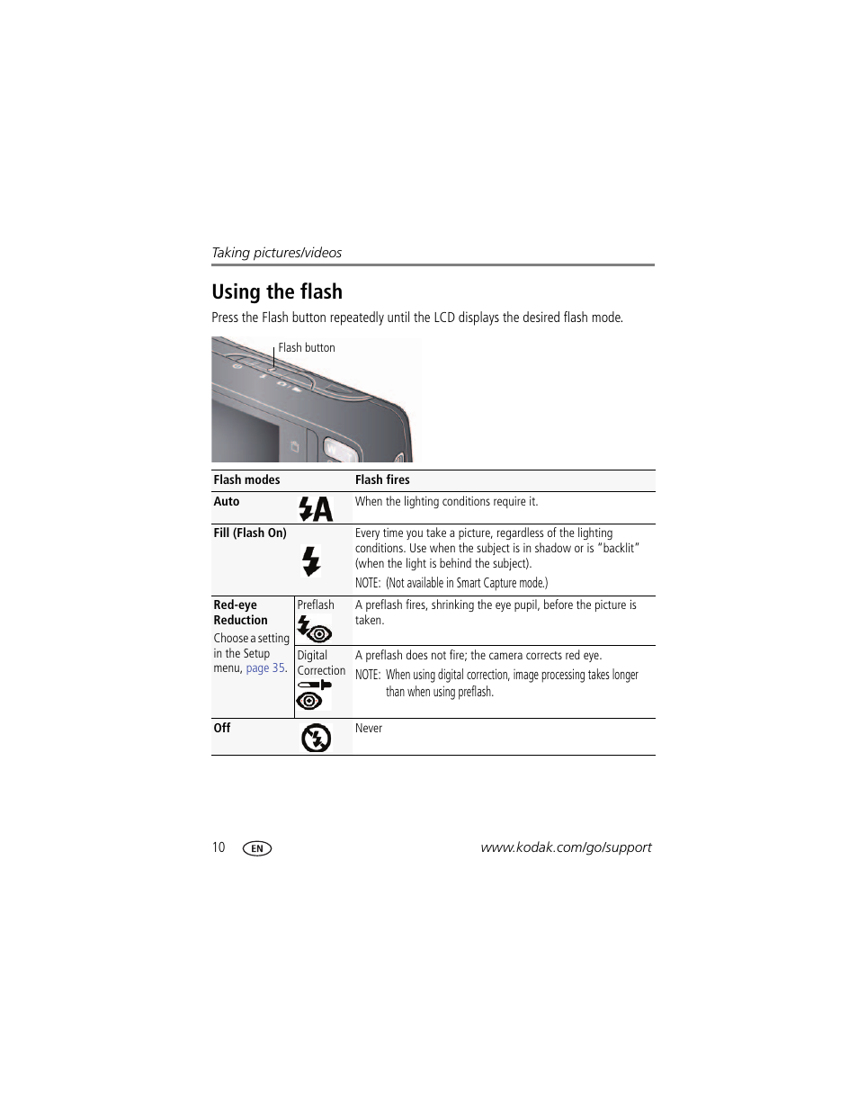 Using the flash | Kodak M531 User Manual | Page 16 / 66