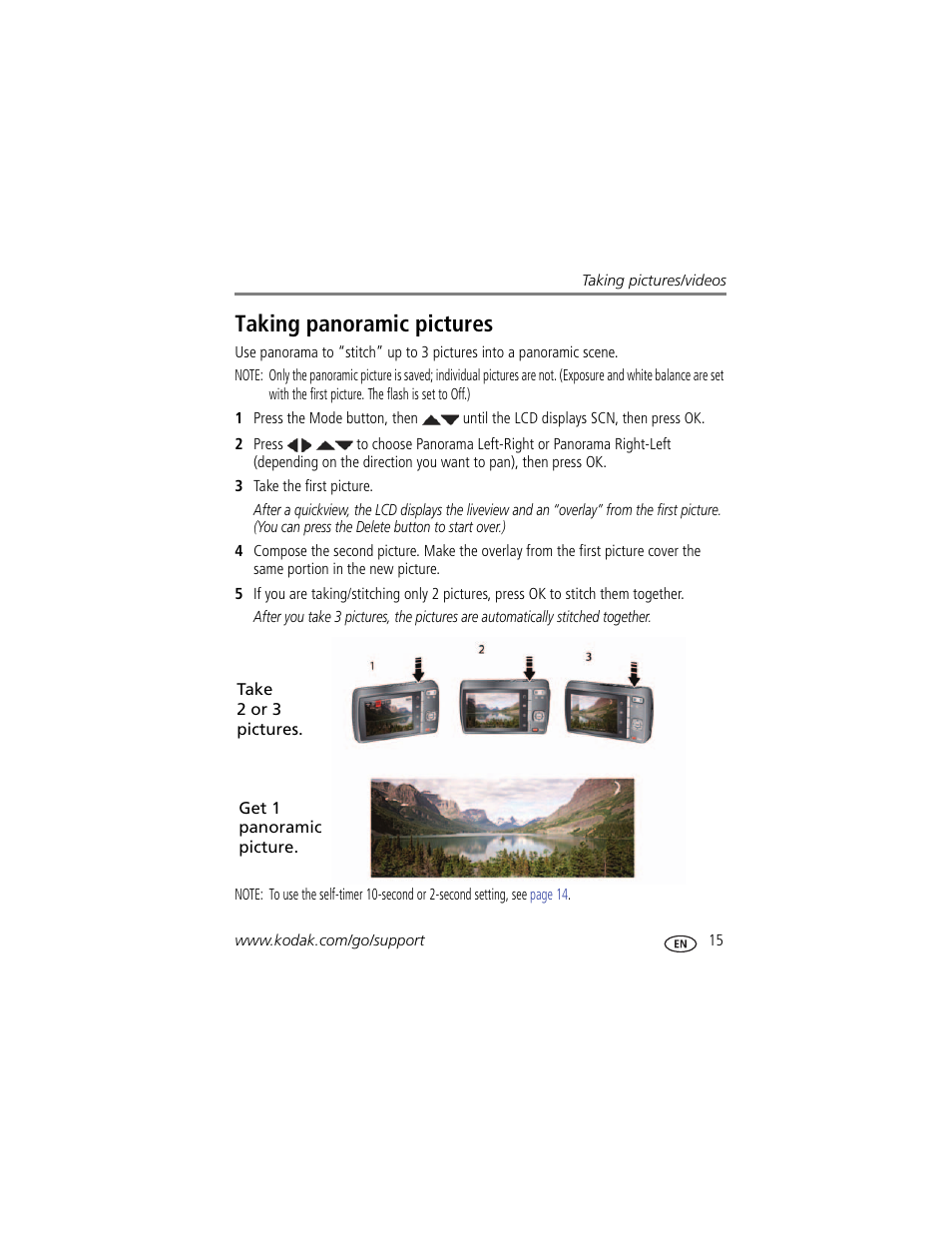 Taking panoramic pictures | Kodak M531 User Manual | Page 21 / 66