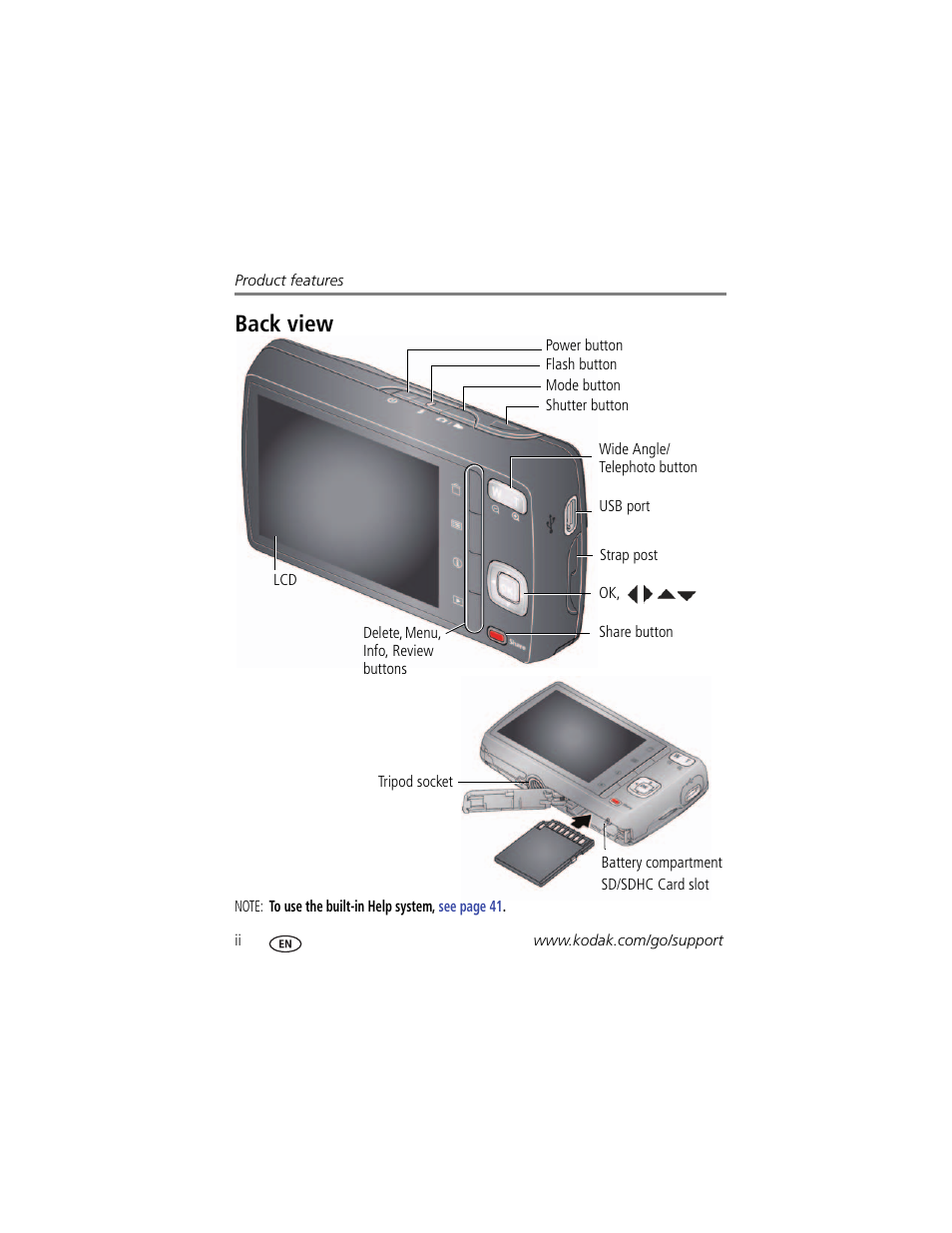 Back view | Kodak M531 User Manual | Page 4 / 66