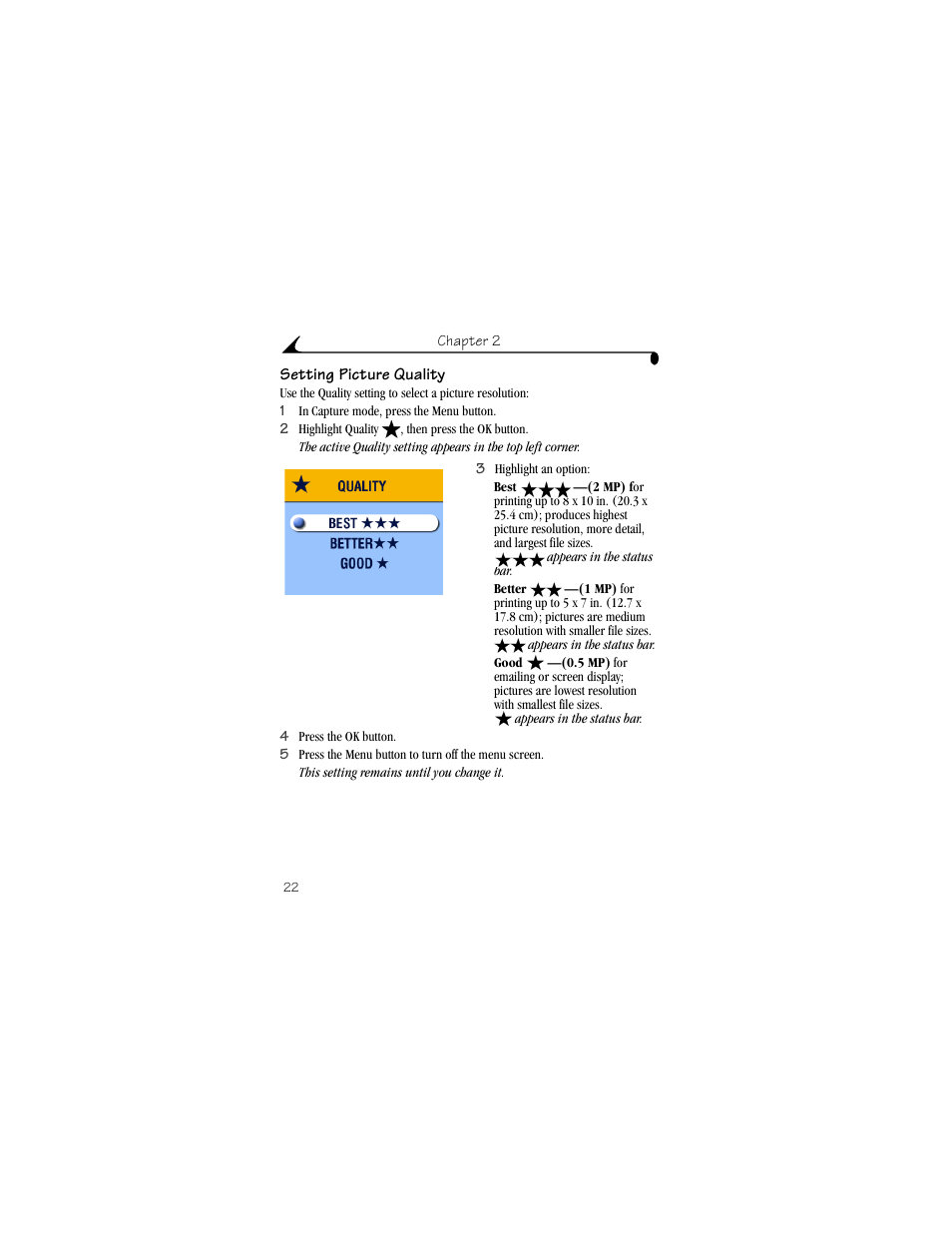 Setting picture quality | Kodak CX4210 User Manual | Page 30 / 106