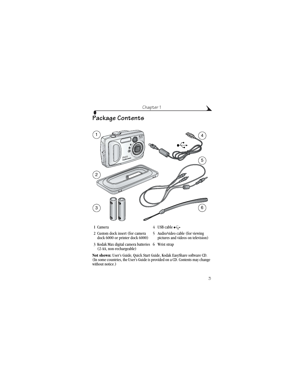 Package contents | Kodak CX6230 User Manual | Page 15 / 126