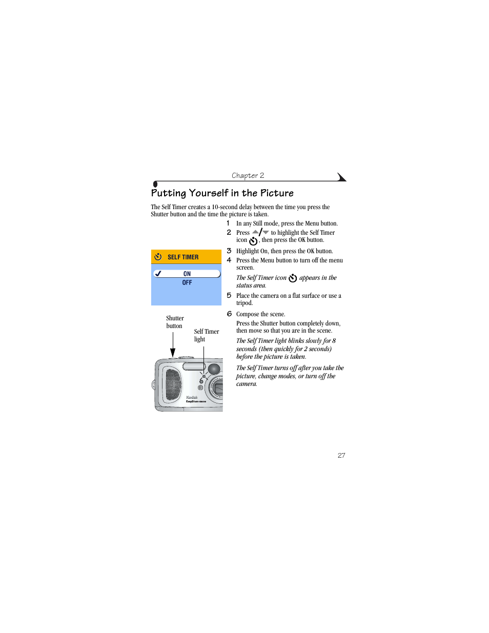 Putting yourself in the picture | Kodak CX6230 User Manual | Page 39 / 126