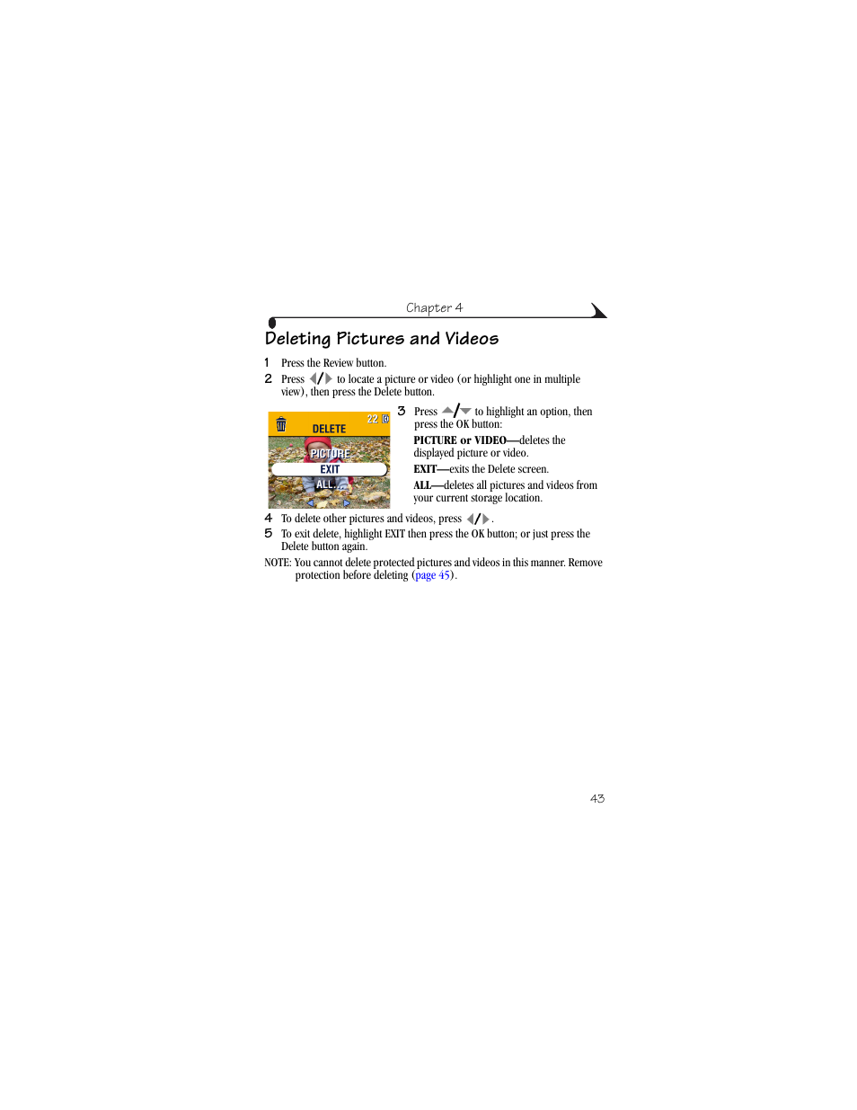Deleting pictures and videos | Kodak CX6230 User Manual | Page 55 / 126