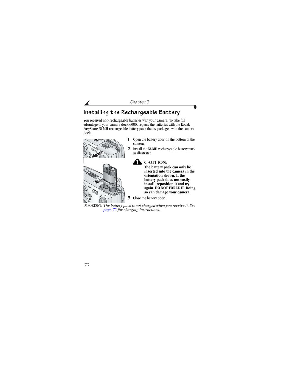 Installing the rechargeable battery | Kodak CX6230 User Manual | Page 82 / 126