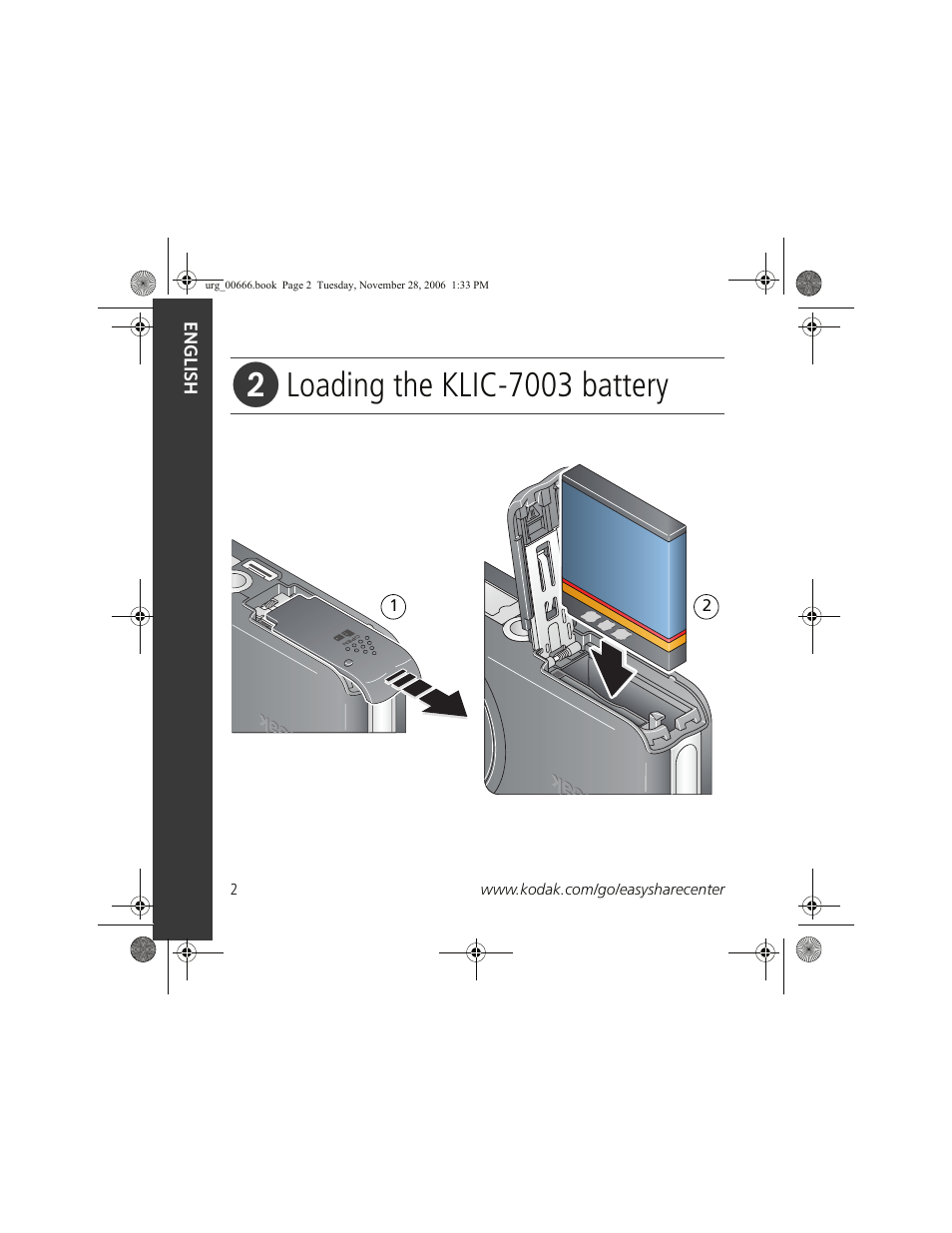 Loading the klic-7003 battery | Kodak V1003 User Manual | Page 2 / 27